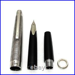 Pilot Elite Sterling Silver Cross Hatch Grid Fountain Pen 18K WG F Nib Tested
