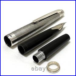 Pilot Elite Sterling Silver Cross Hatch Grid Fountain Pen 18K WG F Nib Tested