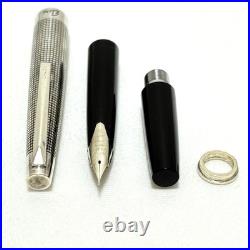 Pilot Elite Sterling Silver Cross Hatch Grid Fountain Pen 18K WG F Nib Tested