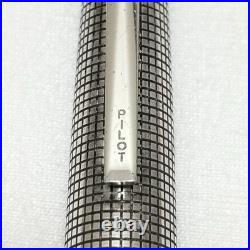 Pilot Elite Sterling Silver Cross Hatch Grid Fountain Pen 18K WG F Nib Tested