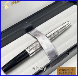 Pilot Elite Sterling Silver Grid Fountain Pen 18K-750 F Nib H1077 Japan Vintage