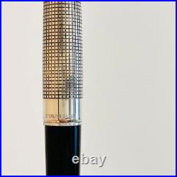 Pilot Elite Sterling Silver Grid Fountain Pen 18K-750 F Nib H1077 Japan Vintage