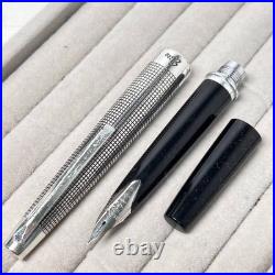 Pilot Elite Sterling Silver Grid Fountain Pen 18K-750 F Nib H1077 Japan Vintage