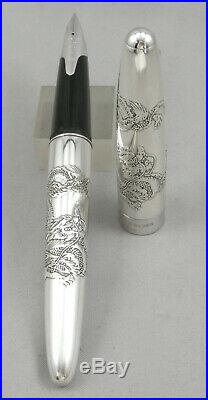 Pilot Sterling Silver Dragon Fountain Pen 2010 Made In Japan 18kt Flex Nib
