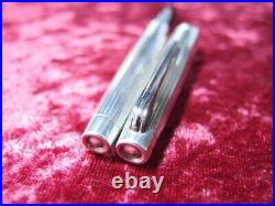 Platinum Sterling Silver Stripe Fountain Pen Medium Nib With Box Unused