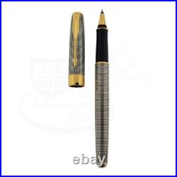 Preowned Parker Sonnet Sterling Silver Grid with Gold Accents Rollerball Pen