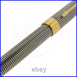 Preowned Parker Sonnet Sterling Silver Grid with Gold Accents Rollerball Pen