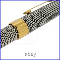 Preowned Parker Sonnet Sterling Silver Grid with Gold Accents Rollerball Pen