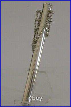RARE ENGLISH ANTIQUE THERMOMETER or PEN TUBE STERLING SILVER BOX 1905 MEDICAL