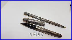 Rare 70's Set Sheaffer Imperial Sterling Silver Fountain Pen & Ball Point Pen