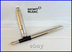 Rare Montblanc Meisterstuck Solitaire Sterling Silver Pinstripe Fountain Pen New