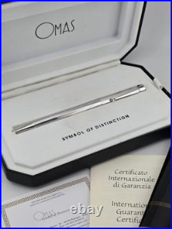 Rare OMAS 502 Sterling Silver 925 Faceted Ballpoint Pen Box & Papers Italy. 48g