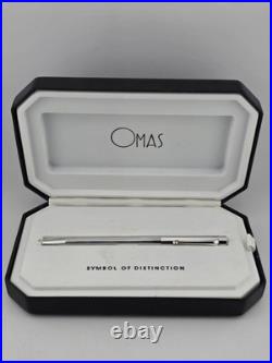 Rare OMAS 502 Sterling Silver 925 Faceted Ballpoint Pen Box & Papers Italy. 48g