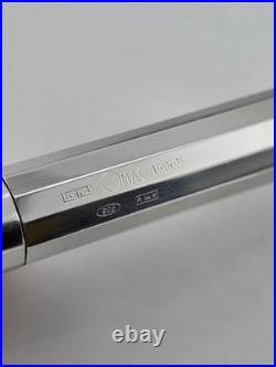 Rare OMAS 502 Sterling Silver 925 Faceted Ballpoint Pen Box & Papers Italy. 48g