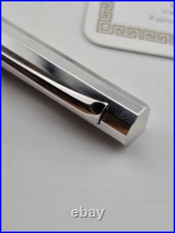 Rare OMAS 502 Sterling Silver 925 Faceted Ballpoint Pen Box & Papers Italy. 48g