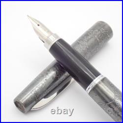 Rare Platinum Riviere Ginga Sterling Silver 18KWG Fine Fountain Pen Vintage