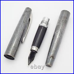Rare Platinum Riviere Ginga Sterling Silver 18KWG Fine Fountain Pen Vintage