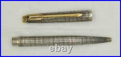 Rare Vintage PARKER 75 USA Cisele Sterling Silver Ballpoint Pen Gold Trim