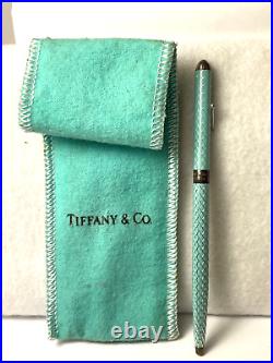 Rare Vintage Tiffany & Co Sterling Silver Blue Enamel Pen Works