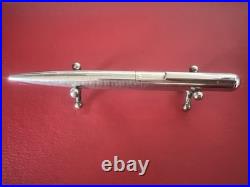 Red 925 STERLING Silver Giant Square Dome Vintage Writing Ballpoint Pen