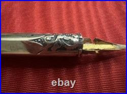 Red Desk Pen Silver 925 English Hallmarks Sheffield 1915 Original Vintage