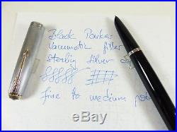Restored 1947 Black Parker 51 Vacumatic Sterling Silver Cap Fountain Pen