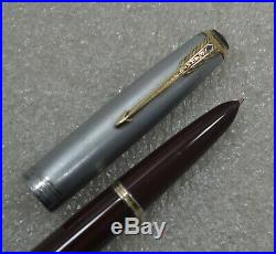 Restored 1947 Parker 51 Cordovan Brown Fountain Pen, Sterling Silver Cap