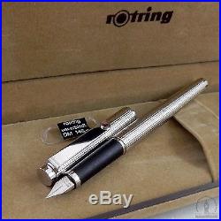 Rotring Sterling Silver Barleycorn Fountain Pen 14K Medium Nib Germany c1995