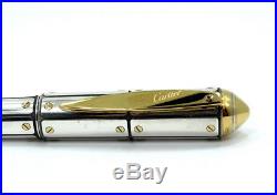 SANTOS De CARTIER Sterling Silver & Gold Ballpoint Pen +Box Limited 0643/1904
