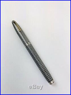 SHEAFFER STERLING SILVER w GOLD NIB IMPERIAL DIAMOND cartridge fountain pen used
