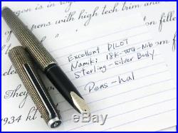 STERLING-SILVER 925 PILOT NAMIKI 18K-White Gold Nib Fountain Pen RARE
