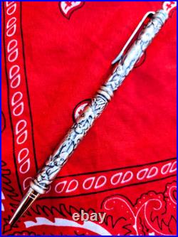 STERLING SILVER Vintage Engraved Puppies Dogs Carved 925 VTG Ballpoint Pen