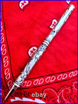 STERLING SILVER Vintage Engraved Puppies Dogs Carved 925 VTG Ballpoint Pen