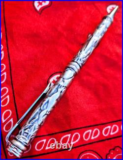 STERLING SILVER Vintage Engraved Puppies Dogs Carved 925 VTG Ballpoint Pen