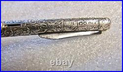 S. Mordan Engraved Sterling Silver Dip Pen, Pencil & Blade London 1884, Dunn Nib