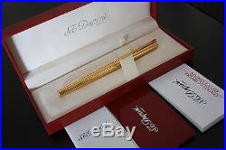 S. T. DUPONT Classic Fountain Pen Vermeil Gold Plated 925 Sterling Silver Boxed