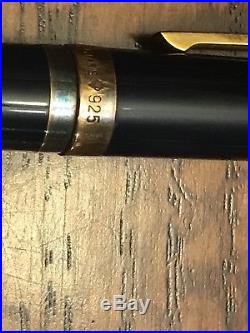 S. T. Dupont. 925 Sterling Silver Navy Blue Enamel Fountain Pen 18ct 750 Nib