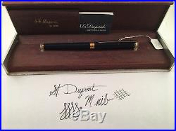 S. T. Dupont. 925 Sterling Silver Navy Blue Enamel Fountain Pen 18kt M Nib In Box