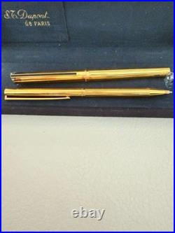 S. T. Dupont Paris 925 Sterling Silver Gold Fountain & Ballpoint Set