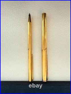 S. T. Dupont Paris 925 Sterling Silver Gold Fountain & Ballpoint Set