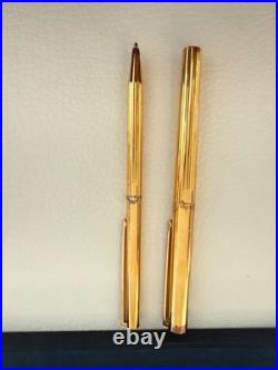 S. T. Dupont Paris 925 Sterling Silver Gold Fountain & Ballpoint Set