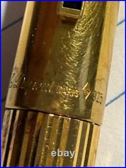 S. T. Dupont Paris 925 Sterling Silver Gold Fountain & Ballpoint Set
