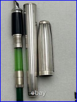S. T Dupont Sterling Silver Fountain Pen, 14 Fine Nib-Mint