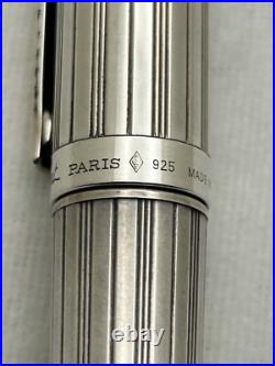 S. T Dupont Sterling Silver Fountain Pen, 14 Fine Nib-Mint