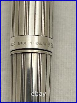 S. T Dupont Sterling Silver Fountain Pen, 14 Fine Nib-Mint
