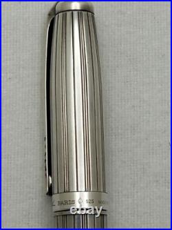 S. T Dupont Sterling Silver Fountain Pen, 14 Fine Nib-Mint