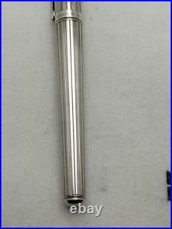 S. T Dupont Sterling Silver Fountain Pen, 14 Fine Nib-Mint