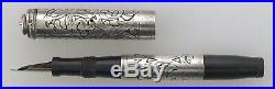 Scarce Parker Sterling Lucky Curve Fountain Pen #32 Acid Etched Floral