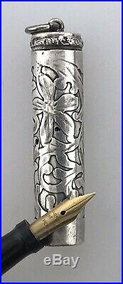 Scarce Parker Sterling Lucky Curve Fountain Pen #32 Acid Etched Floral