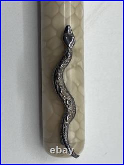 Serpent White Ivory Fountain Pen JUMA Snakeskin Resin Sterling Silver Bespoke